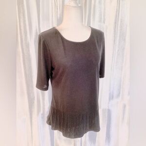 TALBOTS Chic Black Pleated Hem Knit Top